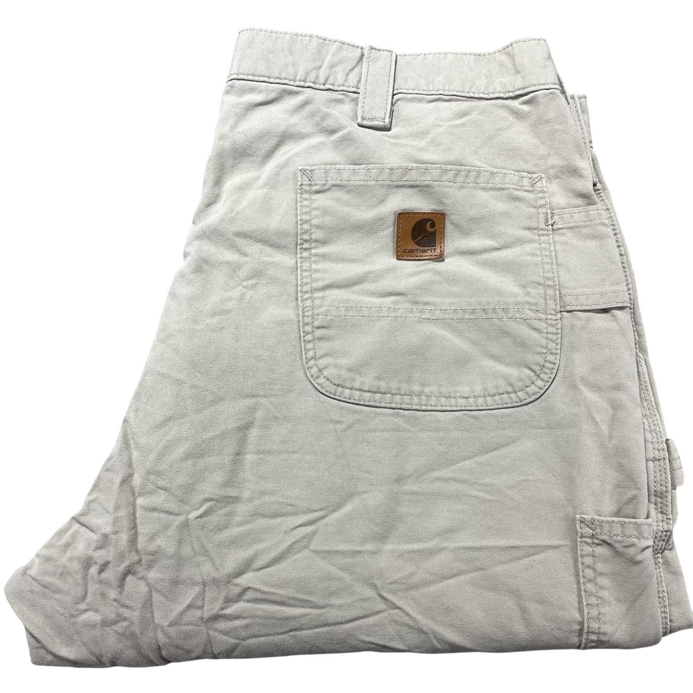 Carhartt Pants Mens 42x32 Beige Canvas Carpenter Workwear B151 Dungaree Fit